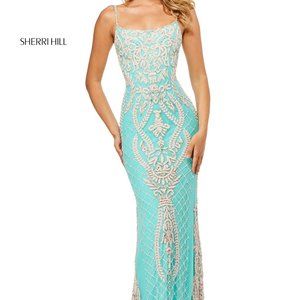 Blue Sherri Hill Prom Dress (Aqua)